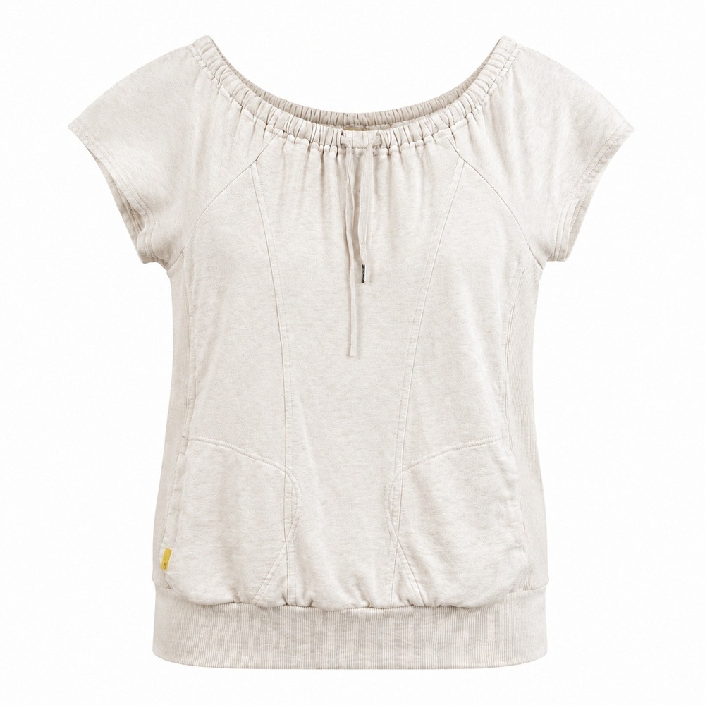Lole Short Sleeve Sweatshirt XL Cream Drawstring Pocket Athleisure Cozy